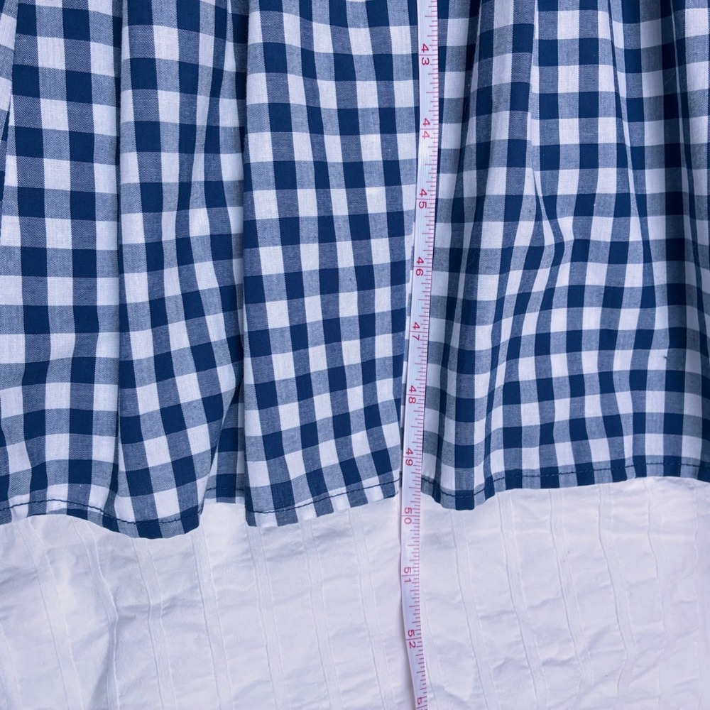 Calvin Klein Shirt Dress Midi Navy Gingham Tiered Short Sleeve Size 6 Picnic - Picture 12 of 12
